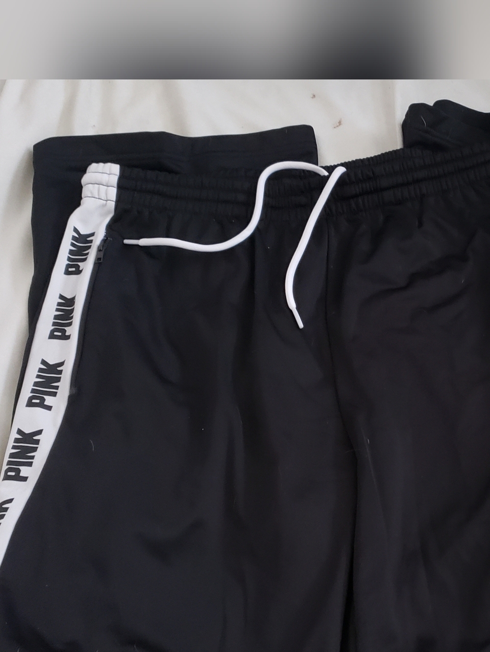 Pink Victoria's Secret Black Striped Track Pants